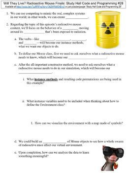 Preview of Study Hall Code and Programming #28 (Radioactive Mouse Finale) worksheet