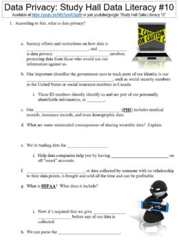 Preview of Study Hall Data Literacy #10 (Data Privacy) worksheet
