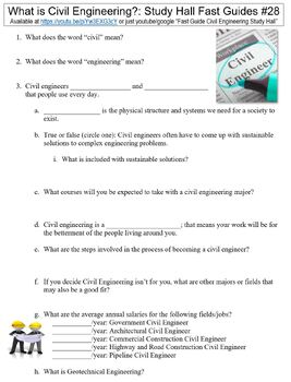 Preview of Study Hall Fast Guides #28 (What is Civil Engineering?) worksheet