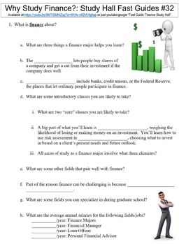 Preview of Study Hall Fast Guides #32 (Why Study Finance?) worksheet