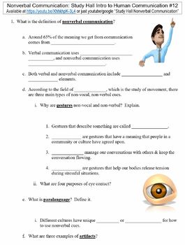 Preview of Study Hall Intro to Human Communication #12 (Nonverbal Communication) worksheet