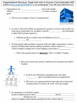 Preview of Study Hall Intro to Human Communication #20 (Organizational Structure) worksheet