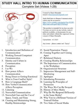 Preview of Study Hall Intro to Human Communication Worksheets Complete Set (Full Bundle)