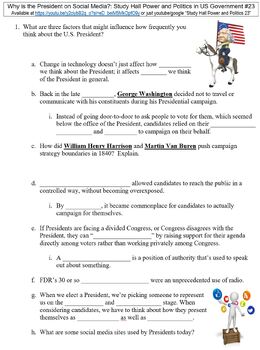 Preview of Study Hall US Government #23 (Why is the President on Social Media?) worksheet