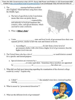 Preview of Study Hall US Government #26 (There Are 90k Governments in the US?!?!) worksheet