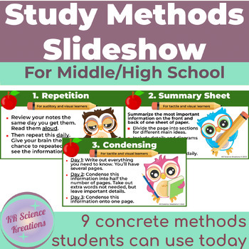Preview of Study Methods & Study Skills for Middle/High School