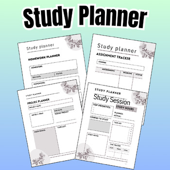 Preview of Study Planner / Editable Canva Template