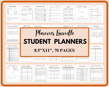 Preview of Study Planner, Reading Journal, Book Tracker 8.5x11, 70 Pages