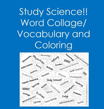 Preview of Study Science!! Word Collage (Coloring, Vocabulary, Biology, Chemistry)
