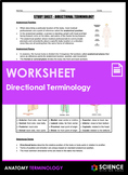 Study Sheet - Directional Terminology for Anatomy Students