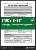 Study Sheet - Ecology and Population Dynamics