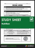 Study Sheet - Nutrition