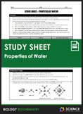 Study Sheet - Properties of Water