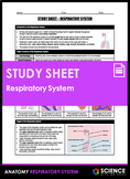 Study Sheet - Respiratory System - Breathing, Gas Exchange