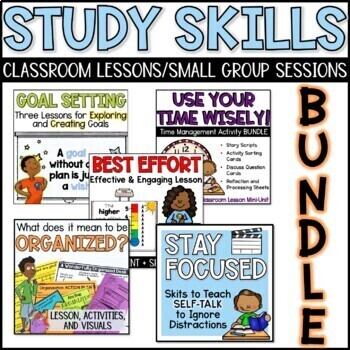 Preview of Study Skills Activities Bundle or Group Counseling Curriculum