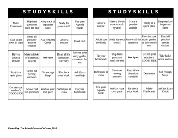 Preview of Study Skills Bingo