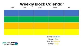 Preview of Study Skills Block Calendar Lesson