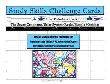Preview of Gifted Early Finisher Study Skills Challenge Activity Cards