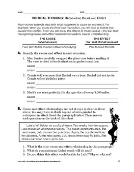 chapter 6 critical thinking recognizing cause and effect answers