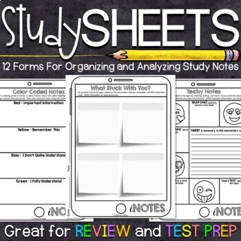 Preview of Note Taking Templates | Study Skills Activities