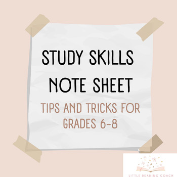 Preview of Study Skills Note Sheet