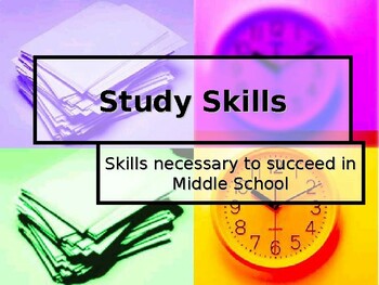Preview of Study Skills:Skills necessary to succeed in Middle School presentation(editable)