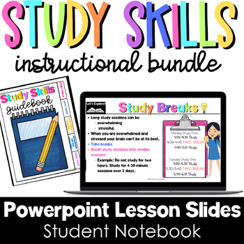 Preview of Study Skills Teaching Slides and Student Reference Book Bundle