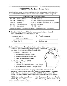 study skills the library the dewey decimal system tpt