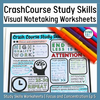 Preview of Study Skills Worksheet | Crash Course Study Skills Focus & Concentration (ep 5) 
