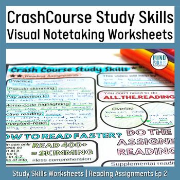 Preview of Study Skills Worksheet | Reading Skills Worksheet | Crash Course Study Skills 
