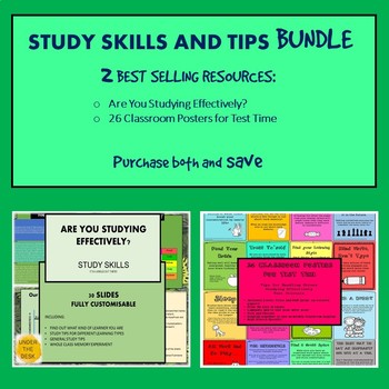 Preview of Study Skills and Learning Types PowerPoint and Posters BUNDLE