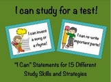 Study Skills and Strategies: I Can Statement Task Cards