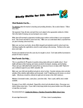 Preview of Study Skills for 5th Graders