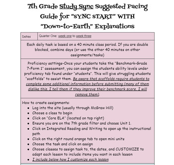 Preview of Study Sync Unit One "SYNC START" Guide