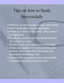 Preview of Study Tips for Students