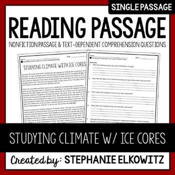 Preview of Studying Climate with Ice Cores Reading Passage | Printable & Digital