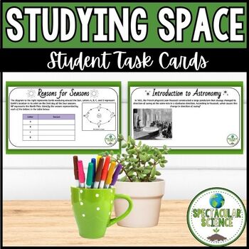 Preview of Studying Space Task Cards | Warm-Ups | Exit Slips