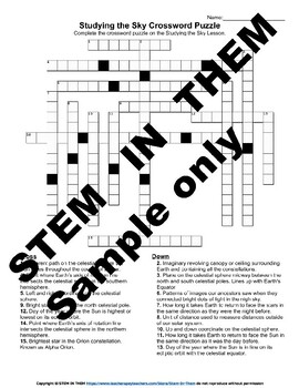 Studying the Sky Crossword Puzzle :Digital by STEM IN THEM TPT