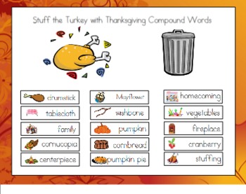 Preview of Stuffing the Turkey with Compound Words for the Smart Board