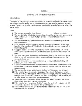 Preview of Stump the teacher review game