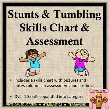 Preview of Stunts & Tumbling Skills Chart Including Assessment & Rubric