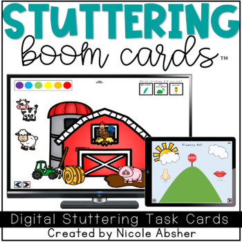 Preview of Stuttering Activities & Visual Supports Boom Cards™