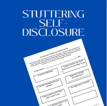Preview of Stuttering Elementary Self-Disclosure Coloring Sheet