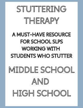 Preview of Stuttering- Middle School and High School Beginning of Year Packet