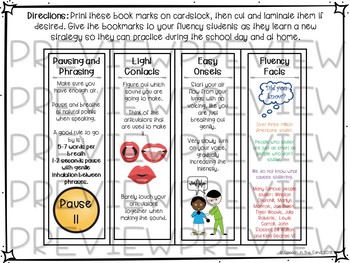 Stuttering Strategies Bookmarks: techniques for fluency therapy | TpT