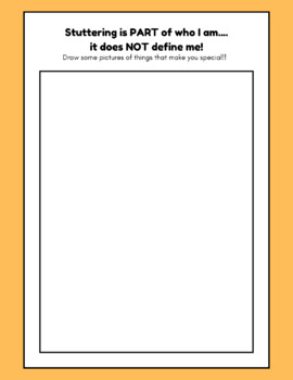 Preview of Stuttering Does NOT Define Me- Paper/Pencil Activity Young Kids