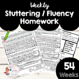 Stuttering/Fluency Weekly Homework 54 Worksheets for the y