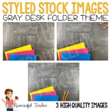 Styled Stock Photos: Gray Desk Folders Theme - Products fo