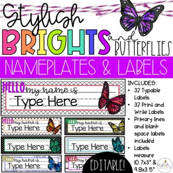 30 personalized butterfly name tag stickers school supply labels tags 