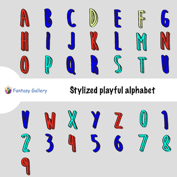 Preview of Stylized playful alphabet and numbers